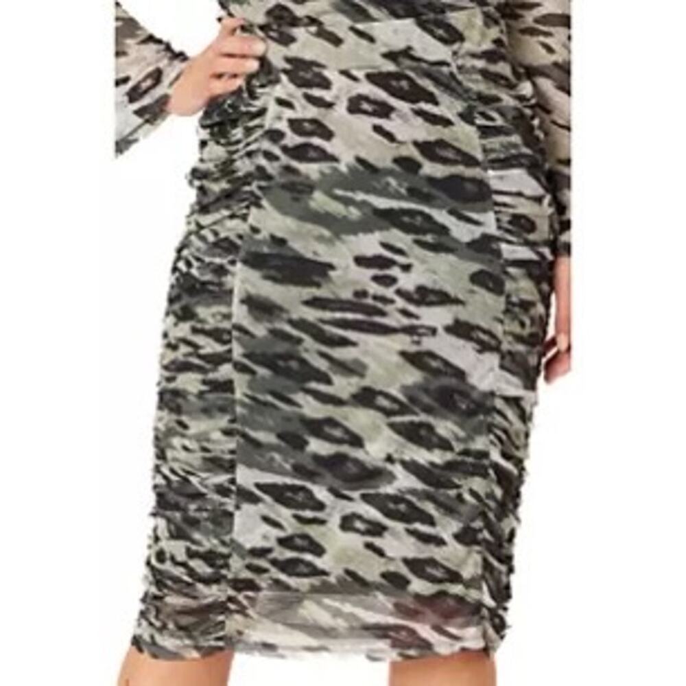 Adrienne Landau  Green Leopard Mesh Skirt, XL